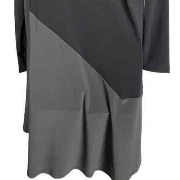 Sun Kim Colorblock Artsy Lagenlook Draped Tunic Dress, Elegant and Unique, Med. - Picture 7 of 9
